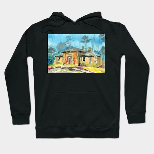 Gouache Painting of Wingfield Station, Derbyshire Hoodie by WaterGardens